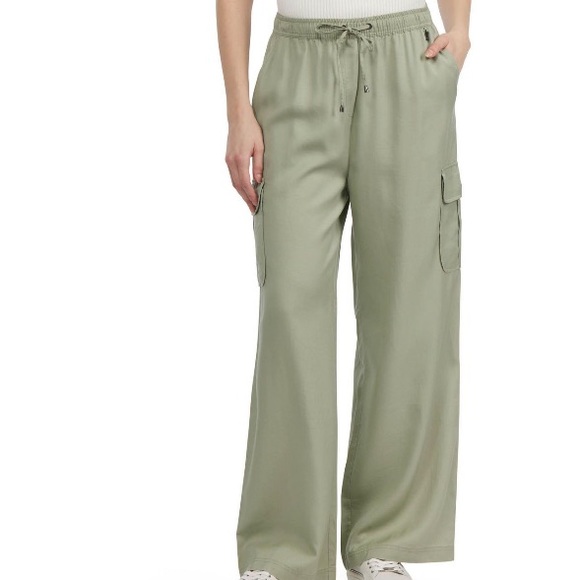 Mexx high rise cargo pants lyocell pull on wide leg sage green - Picture 1 of 9